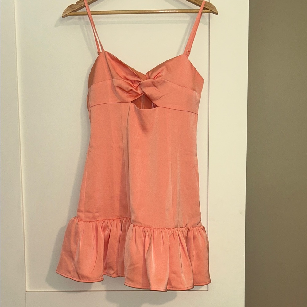 Peach Ruffle Mini Dress